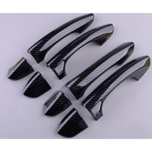 8Pcs/Set Carbon Fiber Style Exterior Smart Door Handle Cover Trim Fit for Ford Fusion Mondeo 2013 2014 2015 2016 2017 2018