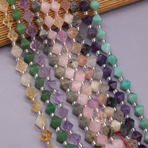 Natural Stone Section Beads Fluorite/Flash Labradorite/Lemon Jade/Rose Quartz For Jewelry Making DIY Necklace Earrings Accessory