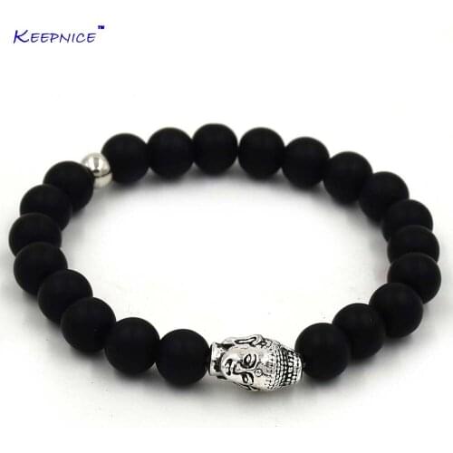 2017 New Brand Trendy Buddha Charm Bracelets for Men black Beads For Women Men Jewelry pulsera hombres