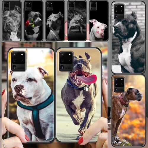 Lovely Pet Dog Pit Bull Phone case For Samsung Galaxy Note 4 8 9 10 20 S8 S9 S10 S10E S20 Plus UITRA Ultra black art cell cover