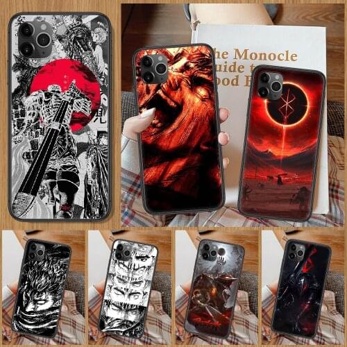 Anime Berserk Guts Phone Case For iphone 5 5S SE 2 6 6S 7 8 11 12 Mini Plus X XS XR Pro Max black fashion shell 3D back pretty