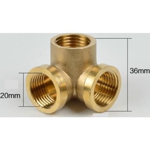DN15 1/2" BSP Female Corner Shaped Splitter Brass Pipe Fitting Connector Coupling Adapter Height 36mm