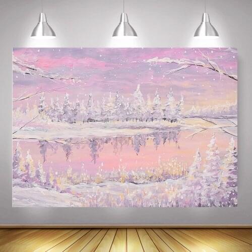 Winter Kids Birthday Art Photography Christmas Snow Forest Newborn Baby Portrait Background Photo Studio Oil Painting Photocall