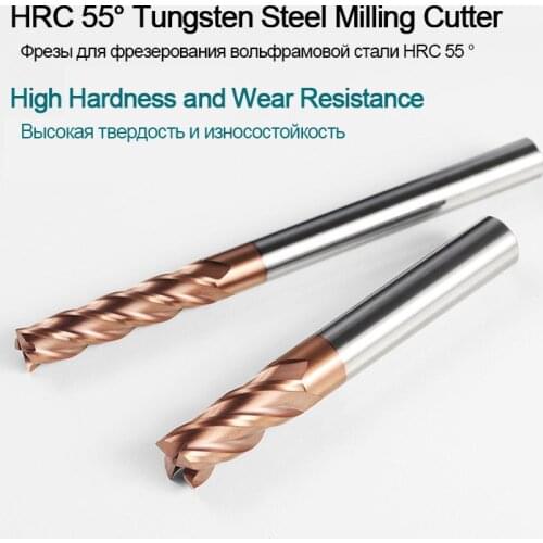 HRC55 Lengthen Carbide end mill 4 6 8 10mm 4Flute Milling Cutter Alloy Coating Tungsten Steel Cutting Tools CNC Maching Endmill