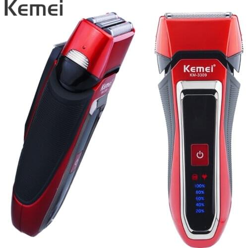 Kemei Portable Electric Shaver LCD Power Display Smart Mini Razor Wet-Dry Dual Use Waterproof Beard Trimmer Men Comfy Clean