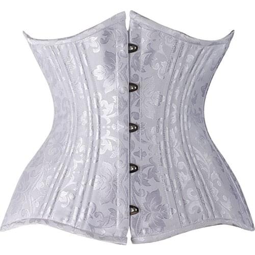 Waist Trainer Women 24 Double Steel Boned Underbust Corset Gothic Hourglass Corsets Waist Slimming Heavy Corselet Waist Cincher