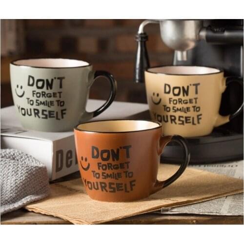 Creative Ceramic Mug Coffee cup Large Capacity Household Breakfast Mugs Milk Cereal Cup Large Handle Cute Porcelain Tea Cups