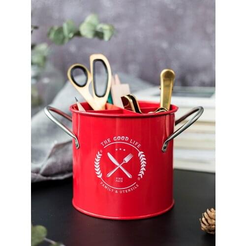 Round Home 4 Grids Kitchen Cooking Tools Buckets Kitchen Accessories Cooking Pots Holder Ladle Spoon Knife Holder Home Storage