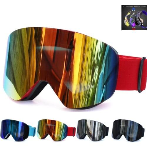 Ski Goggles with Magnetic Double Layer Polarized Lens Skiing Anti-fog UV400 Snowboard Goggles Men Women Ski Glasses Eyewear