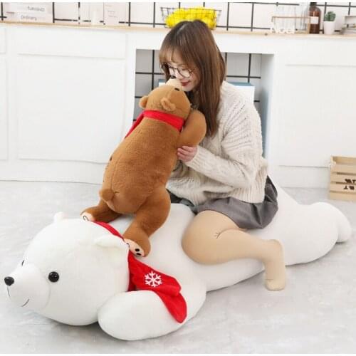 60-100cm Stuffed Animal Bear Cushion Polar Bear Plush Animal Toy Doll Pillow Kids Birthday Christmas Gift