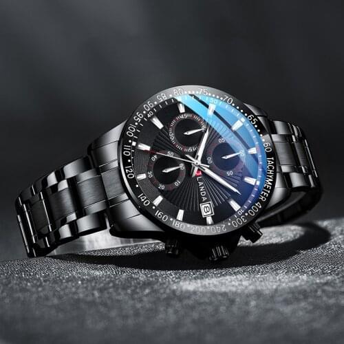 Jlanda Wrist Watches for Male Timeable Sport Design Mens Quartz Calendar Stainless Band Waterproof Fashion Luminous Clock