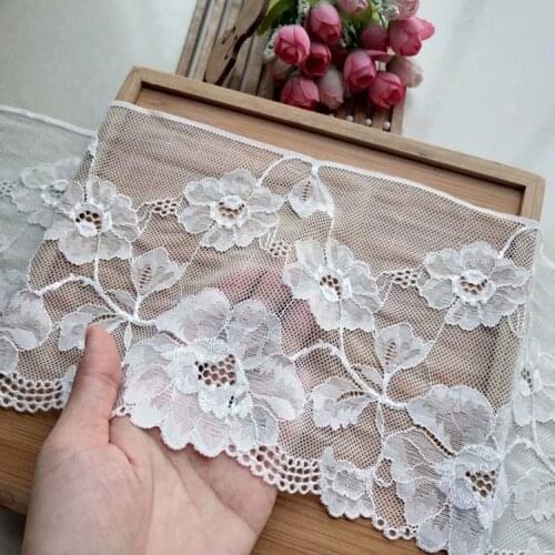 New 2meter/Lot Skin color elastic ribbon lace trim big flower diy handmade underwear/bra decoration lace 16cm X086