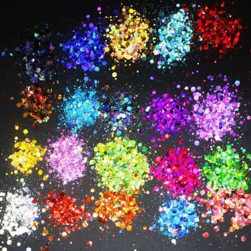 Chunky Colors Bulk Glitter 50grams 20 Colors POLYESTER HOLOGRAPHIC Chunky Holographic Glitter Holographic Glitter Mix MUMR999