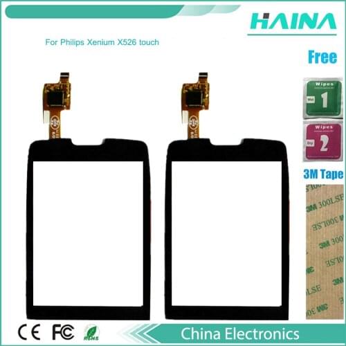 3.5 inch phone touch panel touchscreen For Philips Xenium X526 touch screen digitizer front glass lens sensor With Sticker