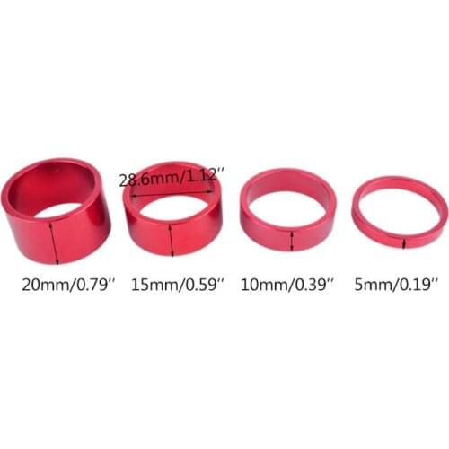 A5KC 4pcs Road Bicycle Aluminum Alloy Headset Washer MTB Bike Front Fork Stem Spacers Cycling Accessories