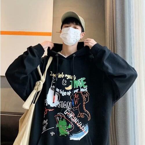 Autumn Winter Mens Hoodies Korean Fashion Hoodie Men Long sleeve print Hooded Sweatshirts Casual Men Clothing pullover Hoodies