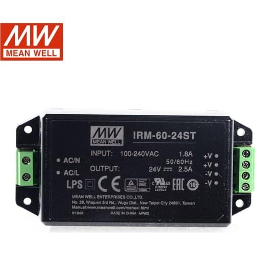 MEAN WELL IRM-60-24ST 60W AC-DC Screw terminal green Power Module 60W 24V 2.5A Module type Power Supply