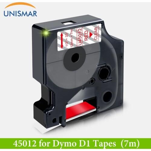 Unismar 12mm D1 Label Tapes 45013 Red on Clear 45012 Ribbon Sticker Compatible for DYMO LabelManager 160 280 420P Label Maker