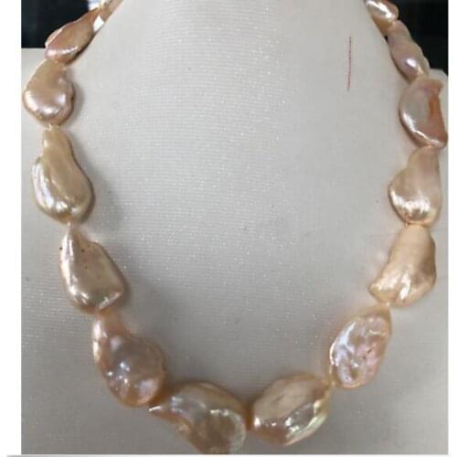 Gorgeous 14-18 mm baroque pink pearl necklace 18inch 36"