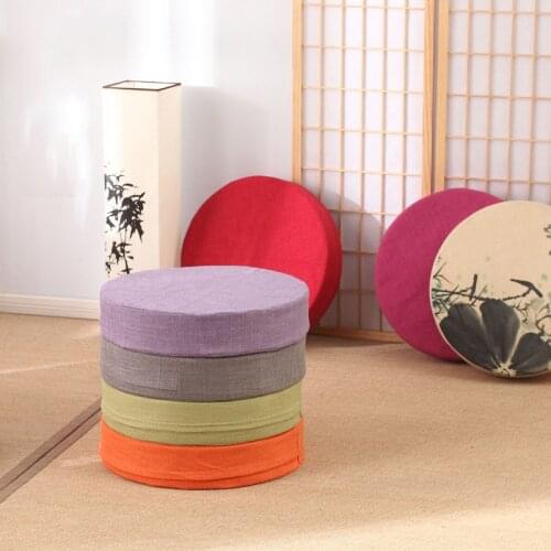 Japanese Futon Meditation Buddha Sitting Cushion Fabric Washable Round Linen Balcony Window Tatami Mat Removable washable