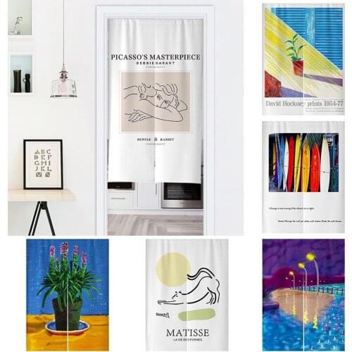 Japanese Fabric Door Curtain Bedroom Blackout Curtain Home Decoration Doorway Hanging Curtain Half Panel Curtain