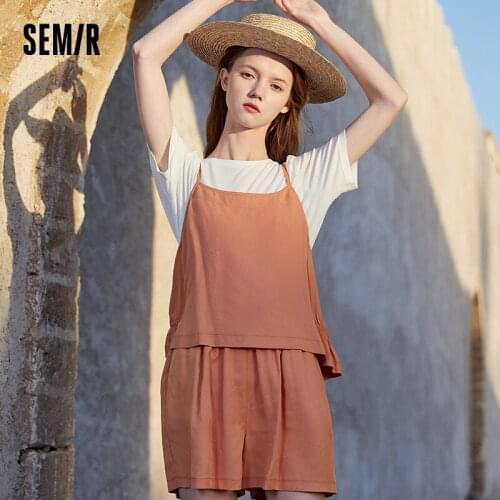 SEMIR Suit Women 2021 Summer Three-Piece Short Sleeve T-Shirt Refreshing Suspenders Casual Shorts Trendy Summer Clothes Set Woma
