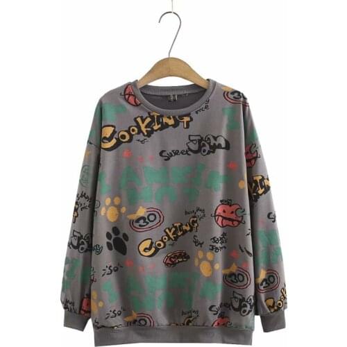 Plus size cotton O-neck letter printing women loose Sweatshirts 2021 spring autumn casual ladies pullover hoodies female tops