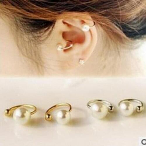 1pc 2018 Brand New Punk Ear Cuff Womens Spring Jewelry Elegant Simulated Pearl U Shape Clip Earrings No Percing Earrings Ear