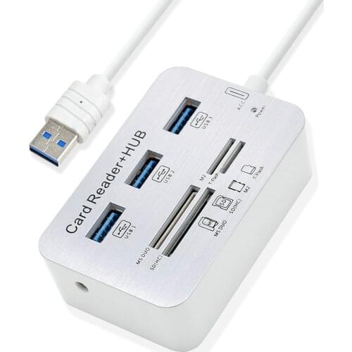 1pc USB 2.0 USB 3.0 USB 3.1 USB C Type C 3-Port Hub with MS SD M2 TF Multi-In-1 Card Reader for Mac Windows Any PC