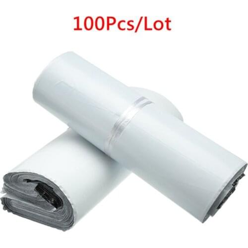 100Pcs/Lots Tote Envelope Bags Purple White Self-Seal Adhesive Courier Bags Thick Waterproof Plastic Poly Envelope Mailing Bags