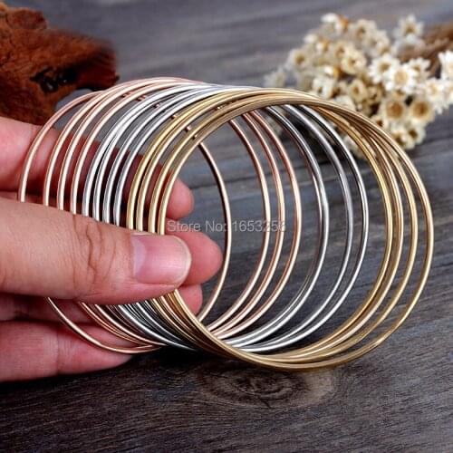 12pcs/set New fashion Stainless Steel Bracelet Bangle Women Wrist Jewelry Thin 2mm 2.57