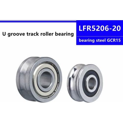 2pcs LFR5206-20NPP LFR5206-20KDD U groove pulley track guide roller bearing 25*72*23.8*25.8mm LFR5206-20 -ZZ -2RS 20mm shaft