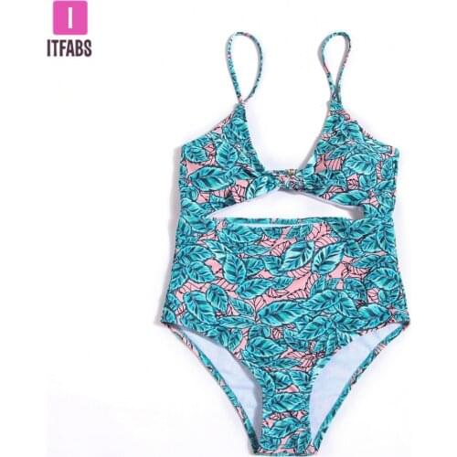 2019 Hot sale sexy One-Piece Suits Womens High Waist Striped Summer Floral One Piece Bandage Monokini Swimwear Swimsuit Bikini