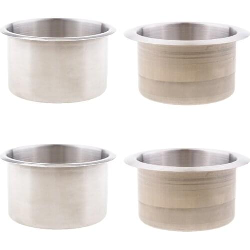 4pcs Stainless Steel Recessed Cup Drink Holder for RV Boat Marine Camper Trailer Motorhome 85x55mm & 90x55mm