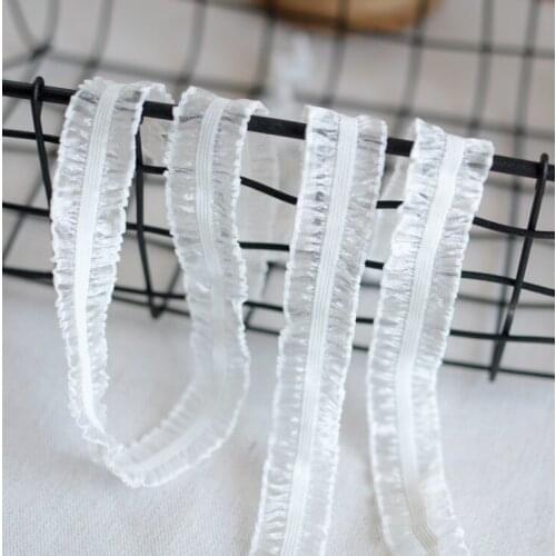 5 Meters 2cm White Decorative FuffleElastic Lace Trim Fabric Wedding Birthday Crafts DIY Clothing Dress Sewing Accessories