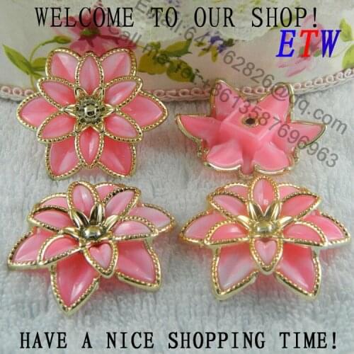 Free shipping 44mm Large Plastic Flower Pink Color 50 pcs/lot Fashion Accessory For Hair Shoes Bag Wholesale and retail
