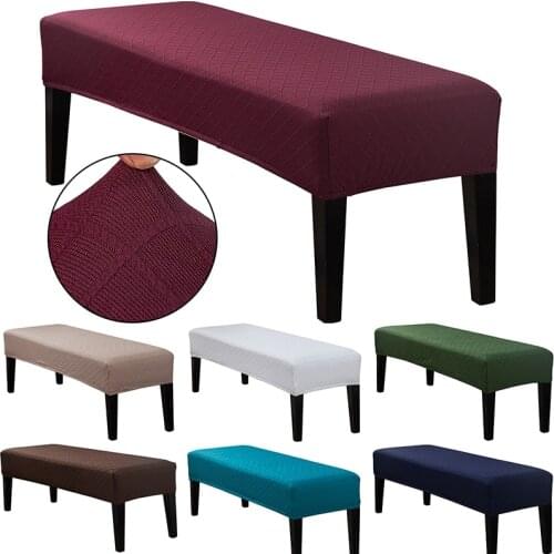 Spandex Long Bench Cover Jacquard Chair Bench Covers for Dining Room Stretch Piano Bench Slipcover Elastic Seat Protector