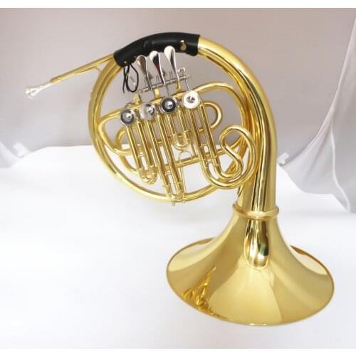 Four-key single-row split French horn musical instrument in B flat band
