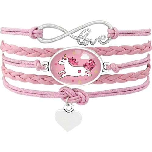 Unicorn Mom Heart Infinity Charm Bracelets Birthday Gift
