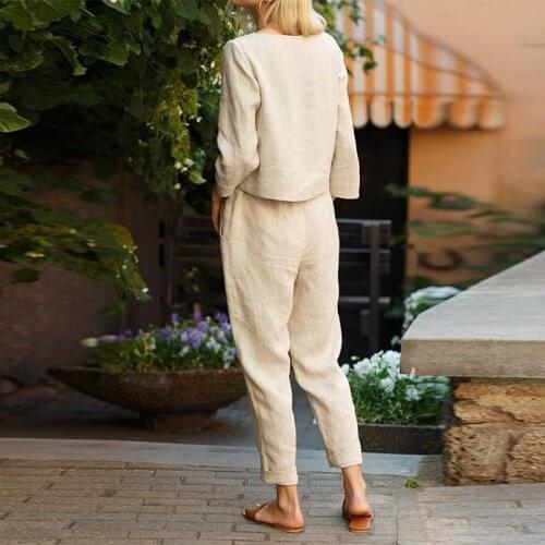 Elegant O Neck Solid Tops+Loose Pants Suit Autumn Casual Women Long Sleeve Pullover Outfit Fashion Lady 2 Piece Set Streetwear