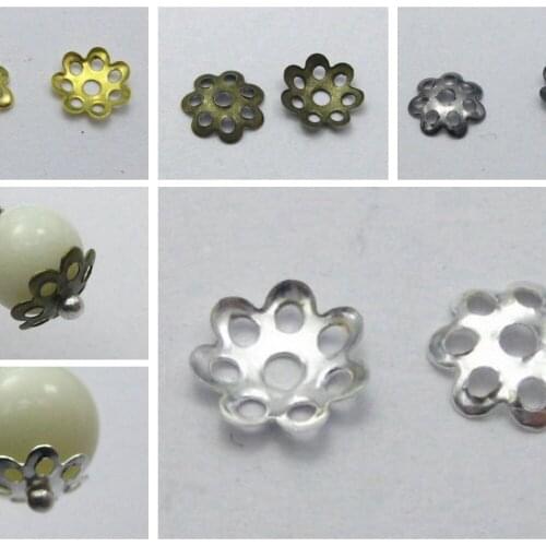 1000 Silver Flower End Bead Caps Jewelry Findings 8mm