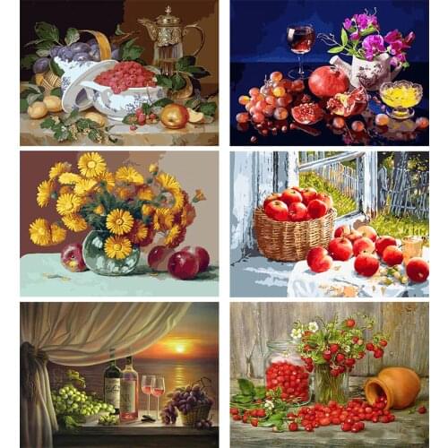 GATYZTORY Frame Zebra DIY Painting By Numbers Fruits Wall Art Picture By Numbers Acrylic Canvas Home Decors Diy Gift Artwork