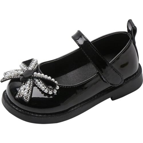 Girls Leather Shoes 2021 New Shoes Childrens Soft Sole Single Shoes Pearl Butterfly Performance Shoes Princess Shoes Cute Chic