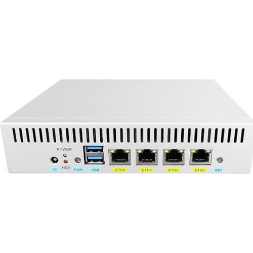 4 Gigabit LAN Mini PC Fanless Firewall Router White J1900 2.0 GHz Industrial Computer Win10 Pfsense Linux for Business Gaming