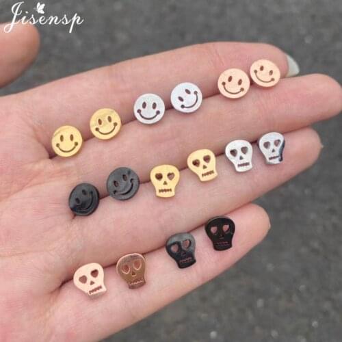 Trendy Unisex Smiley Earrings for Women Men 2021 Hip Hop Stainless Steel Skull Statement Ear Piercing Punk Jewelry Earring Girls