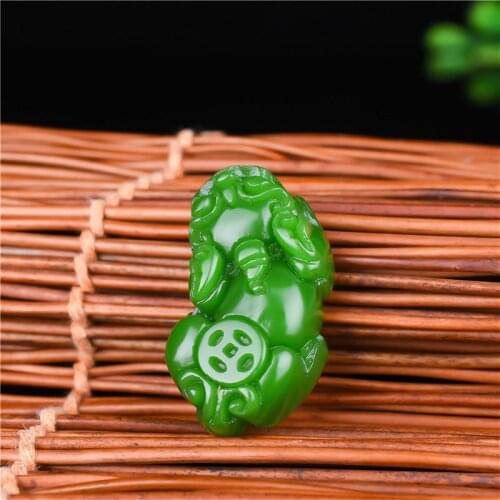 Money Pixiu Green Jade Pendant Necklace Chinese Hand-Carved Natural Fashion Charm Jewelry Amulet Accessories for Men Women Gifts