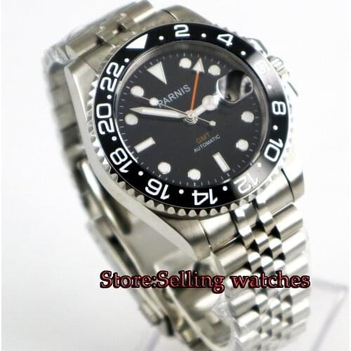 40mm parnis mens watch Orange GMT Jubilee sapphire glass ceramic bezel luminous New bracelet automatic movement wrist watch men