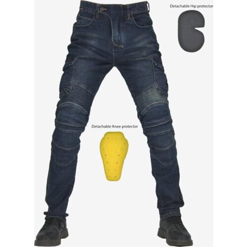 Mens Jeans Casual Stretch Skinny Motorcycle Pants Protective Pad Motorcycle Pants Slim-fit High-Quality Narrow-Leg Trousers