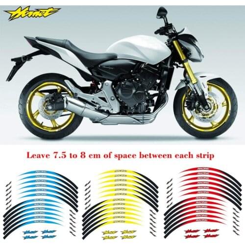 Motorcycle front&Rear Edge Outer Rim Sticker Wheel Decals Reflective waterproof 17inch stickers For Honda Hornet