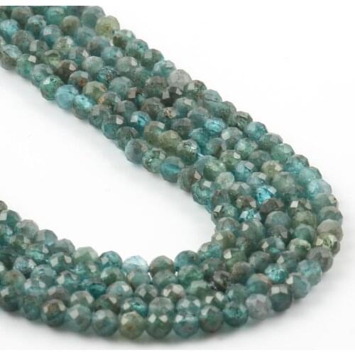 Natural Blue Faceted Apatite Gems Beads Kyanite Round Beads for Jewelry Making DIY Handmade Bracelet 2 3 4mm Shiny Beads 15